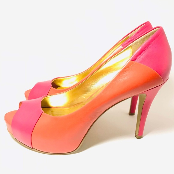 Nine West Shoes - Nine West Two Tone Peep Toe Platform Heels Cadee